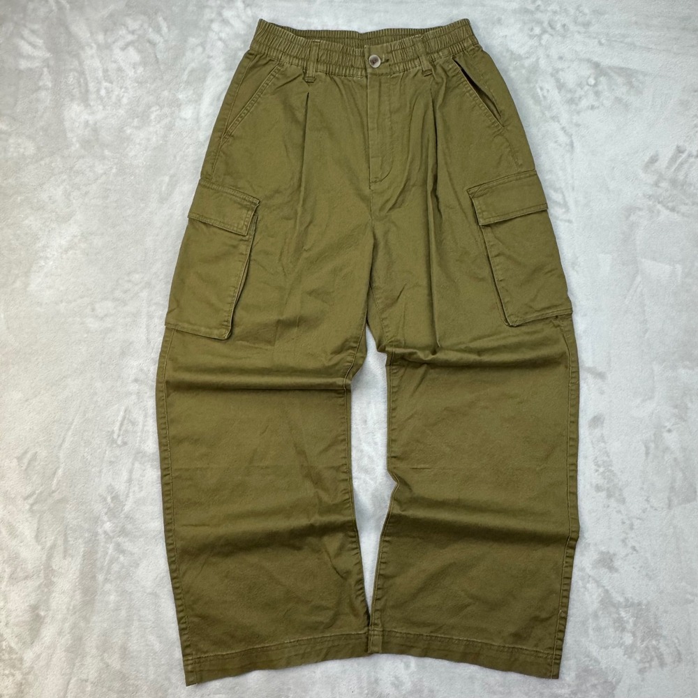 Old Navy Extra High Waisted Super Wide Leg Cargo Pants Womens Small Satin Moss